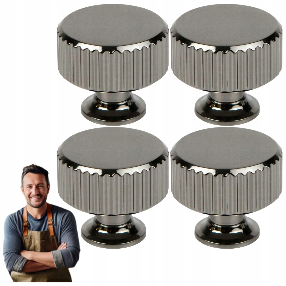 Nábytková Úchytka Kulatý knoflík Randi 30 mm inox Ocel Kartáčovaná rukojeť 4ks