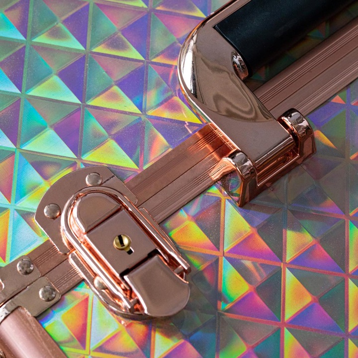 KUFEREK NA KOSMETYKI LAKIERY HYBRYDY WALIZKA ORGANIZER KOSMETYCZNY M Kolor dominujący złoty