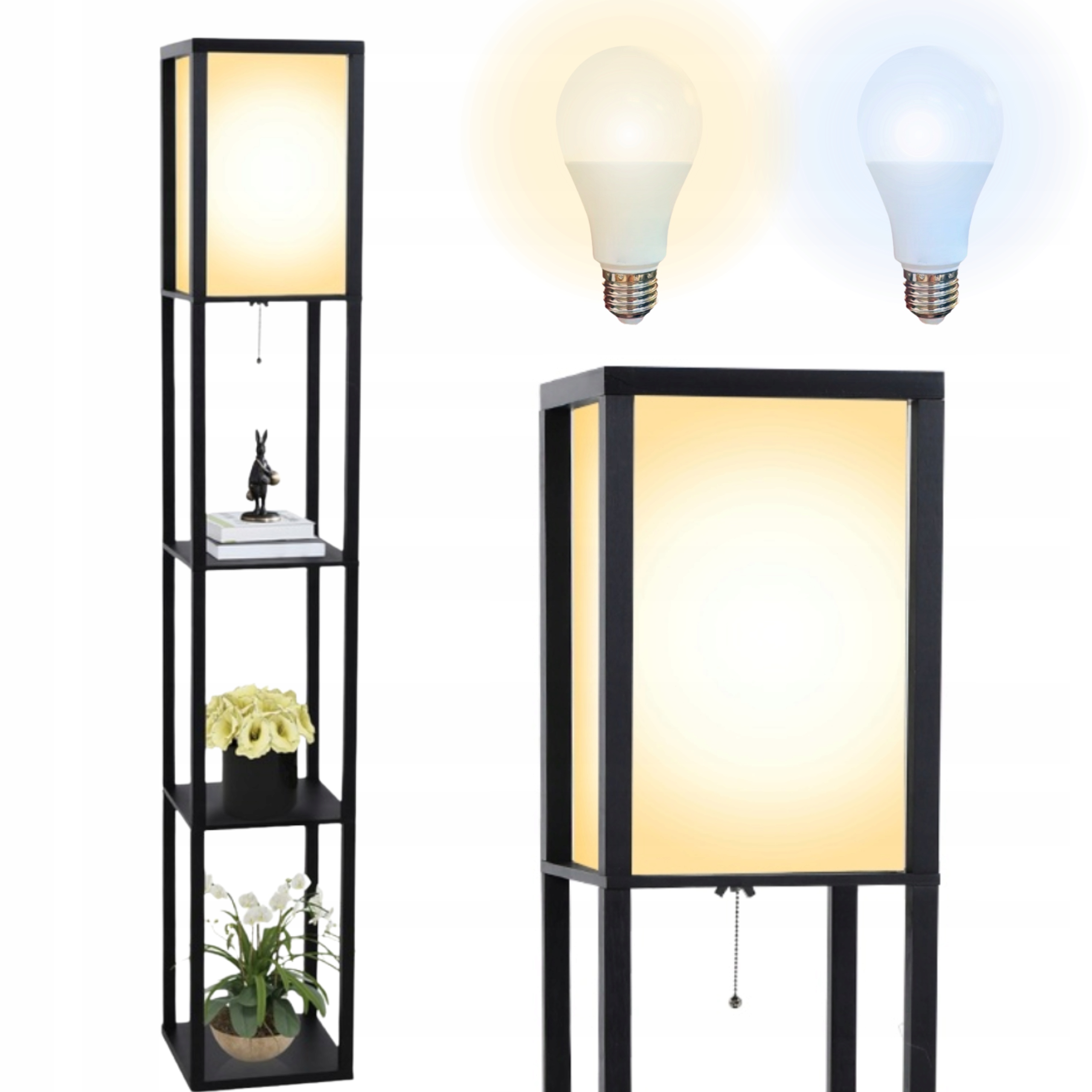 LAMPA STOJĄCA PODŁOGOWA PÓŁKA REGAŁ DO PRZECHOWYWANIA 2w1 + ŻARÓWKA