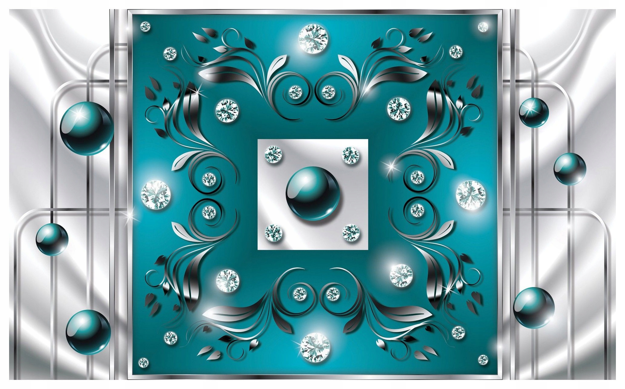 Vliesová fototapeta Diamanty a tyrkysové sféry ornament 312x219 lepidlo