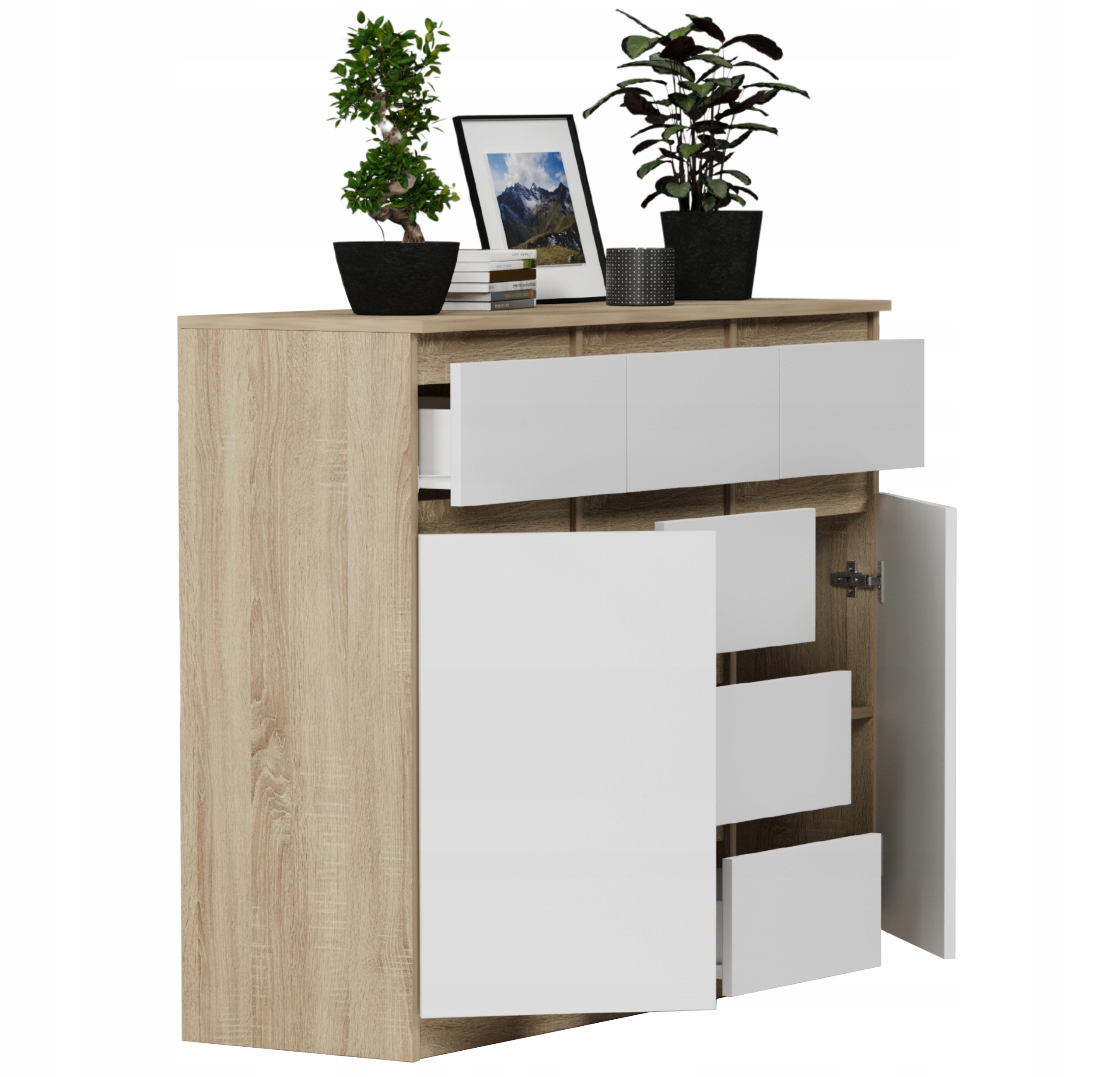 KOMODA 98CM SZAFKA 6 SZUFLAD SONOMA MIX S62D