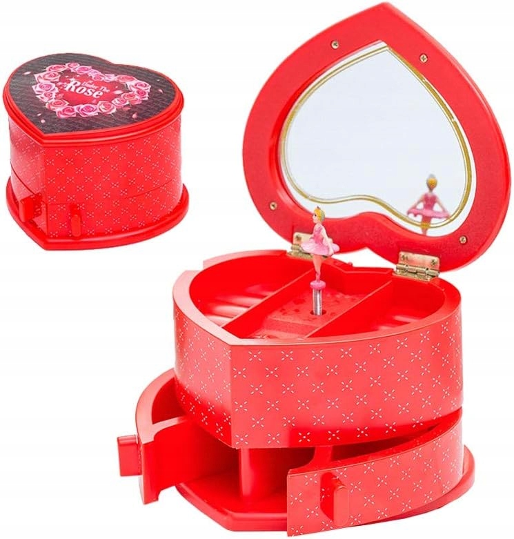 Pozytywki na Biurko Red Music Box Love Children's Jewelry Box Pude?ko