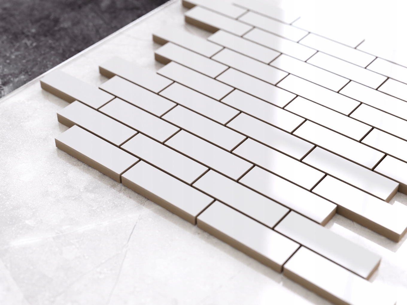 MOZAIKA CERAMICZNA BIAŁA POŁYSK CEGIEŁKA #2 Typ mozaika