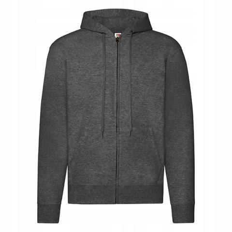 Rozepínací pánská mikina s kapucí Fruit of the Loom Dark Heather Grey L