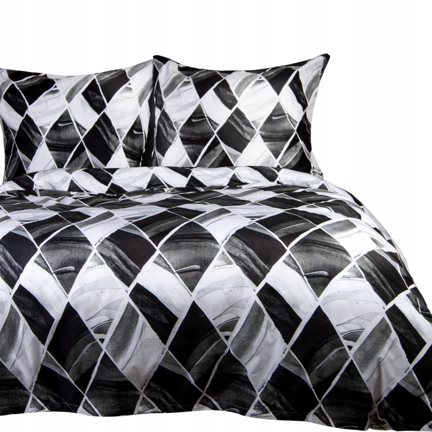 Pościel bawełniana 160x200 Cottonlove biała czarna geometria