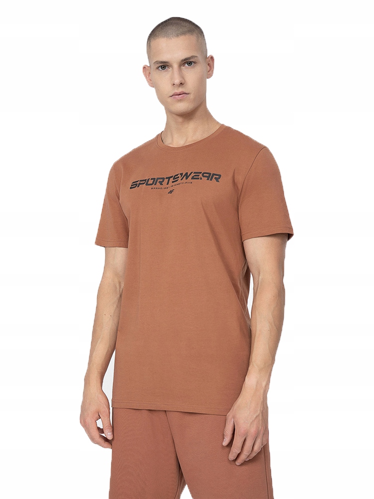 4F KOSZULKA MĘSKA BAWEŁNIANA T-SHIRT SPORTOWY Kolor brązowy