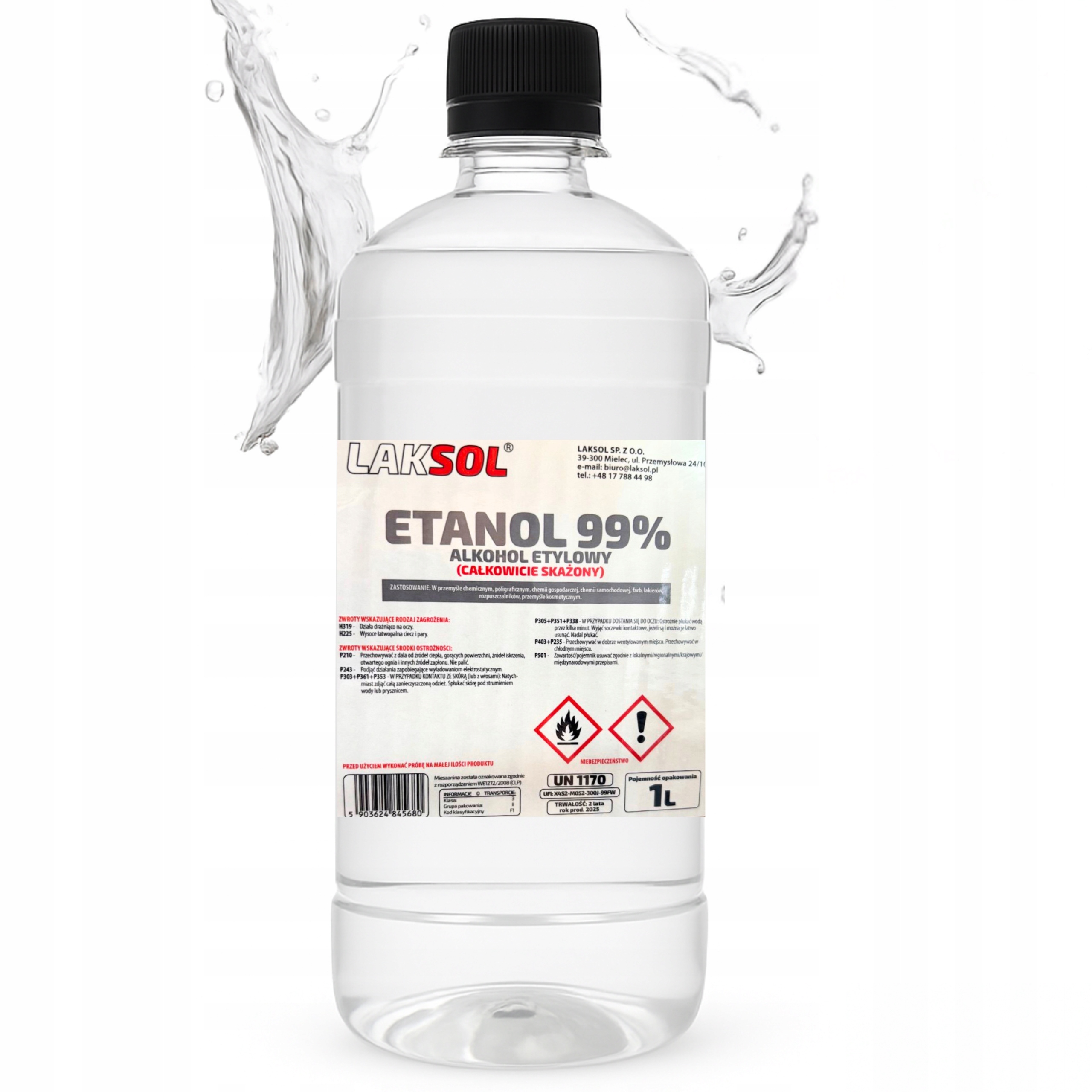 1L Etanol Płyn do Dezynfekcji Powierzchni Rąk Narzędzi Alkohol Etylowy 99%