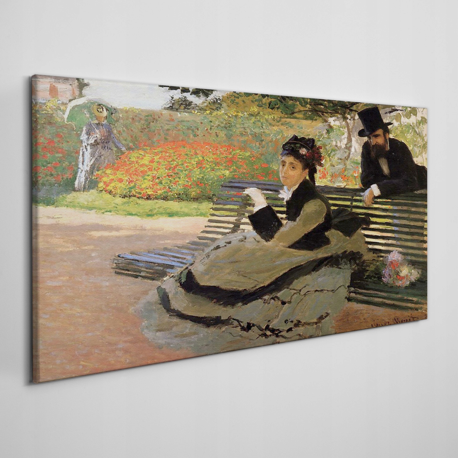 

Obraz na płótnie Kobieta park ławka Monet 120x60
