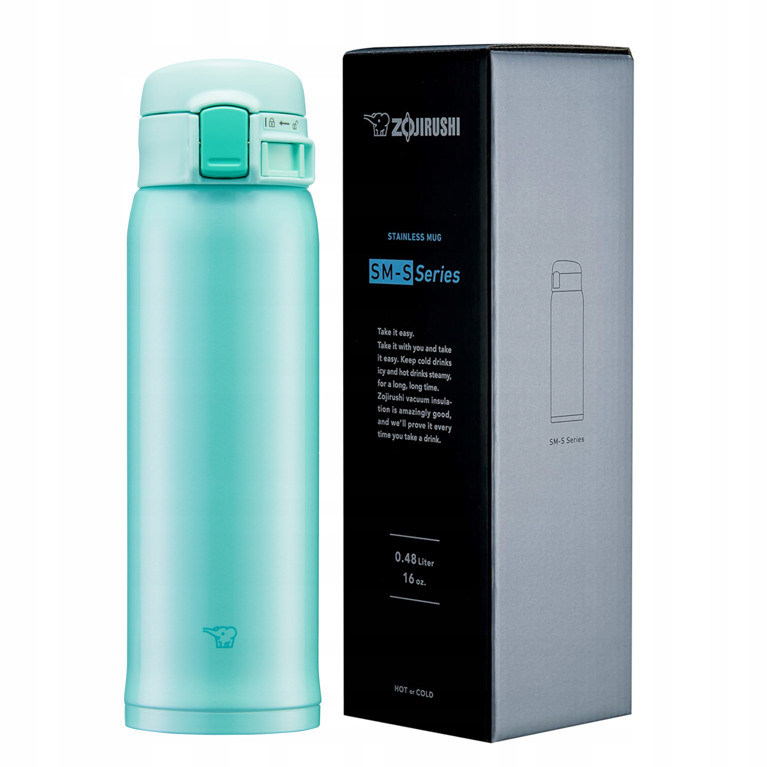 Termohrnek Zojirushi SM-SR48E-GP 480 ml, mátová termoska na procházku