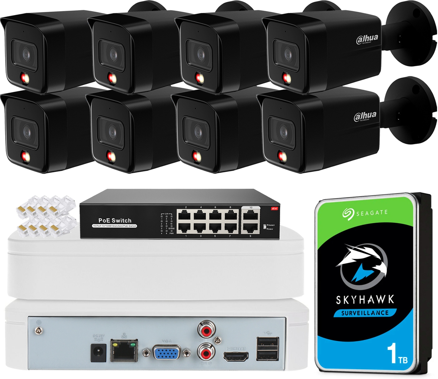 Sada na monitorovanie Dahua 8 kamier 6Mpx IPC-HFW1639TC-A-IL-0280B-S6 Black