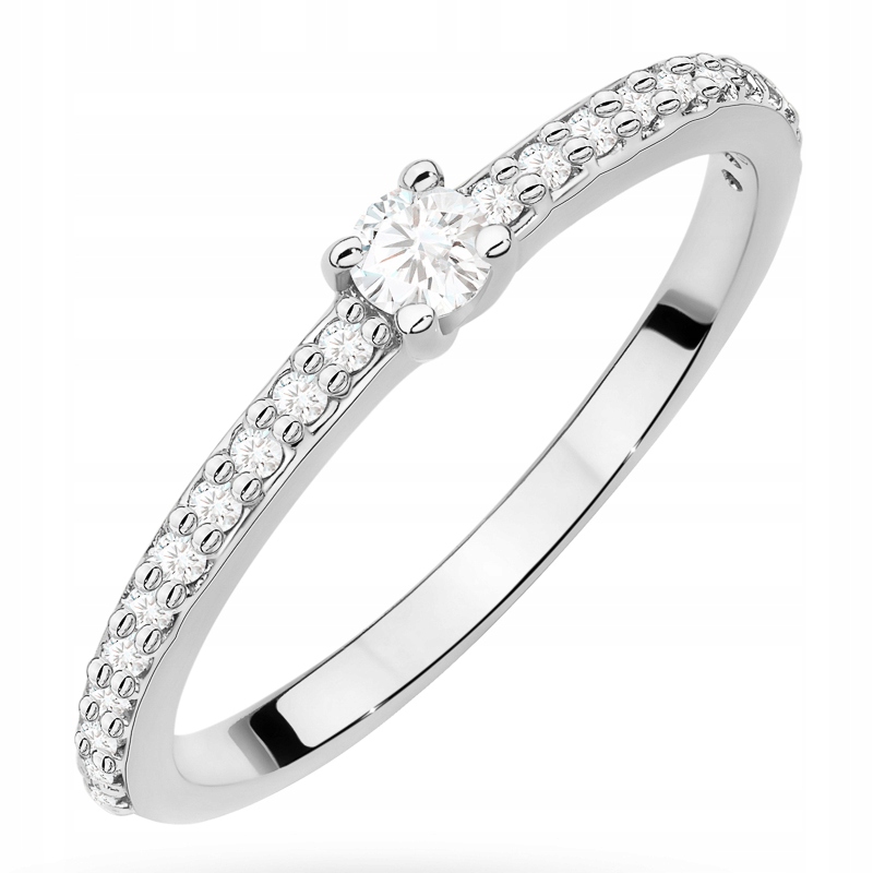 Złoty Pierścionek pr. 585 z Brylantami Wielokamieniowymi 0,19ct 14k