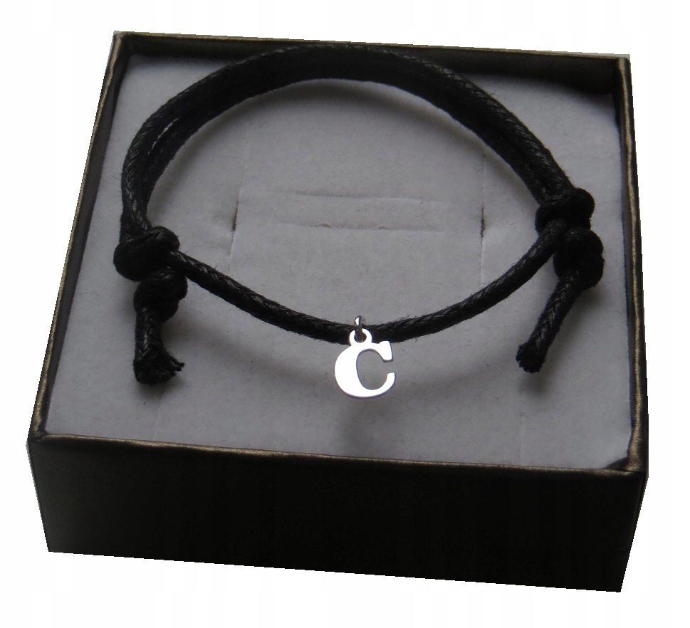 

Bransoletka sznurkowa literka z literką C srebro
