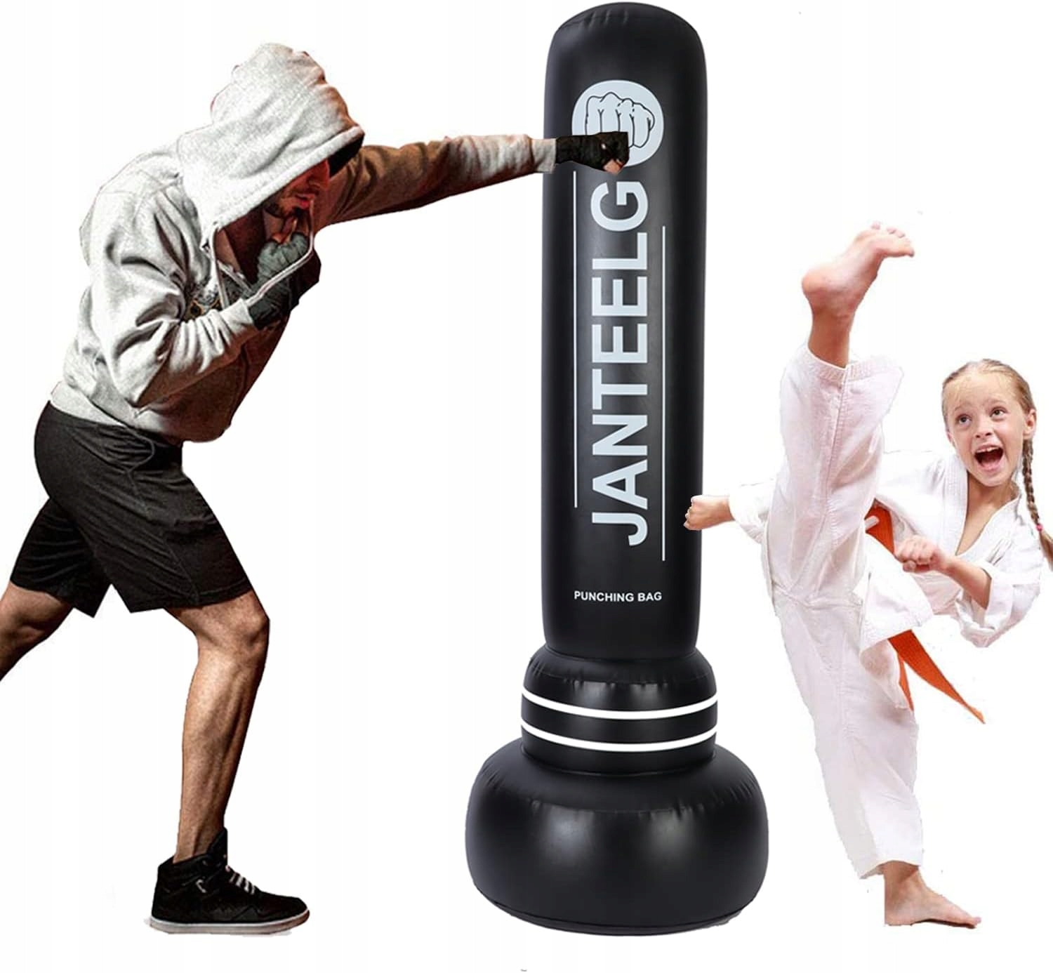 Dětský Boxovací Pytel Stojící 180 CM, Nafukovací, Černý