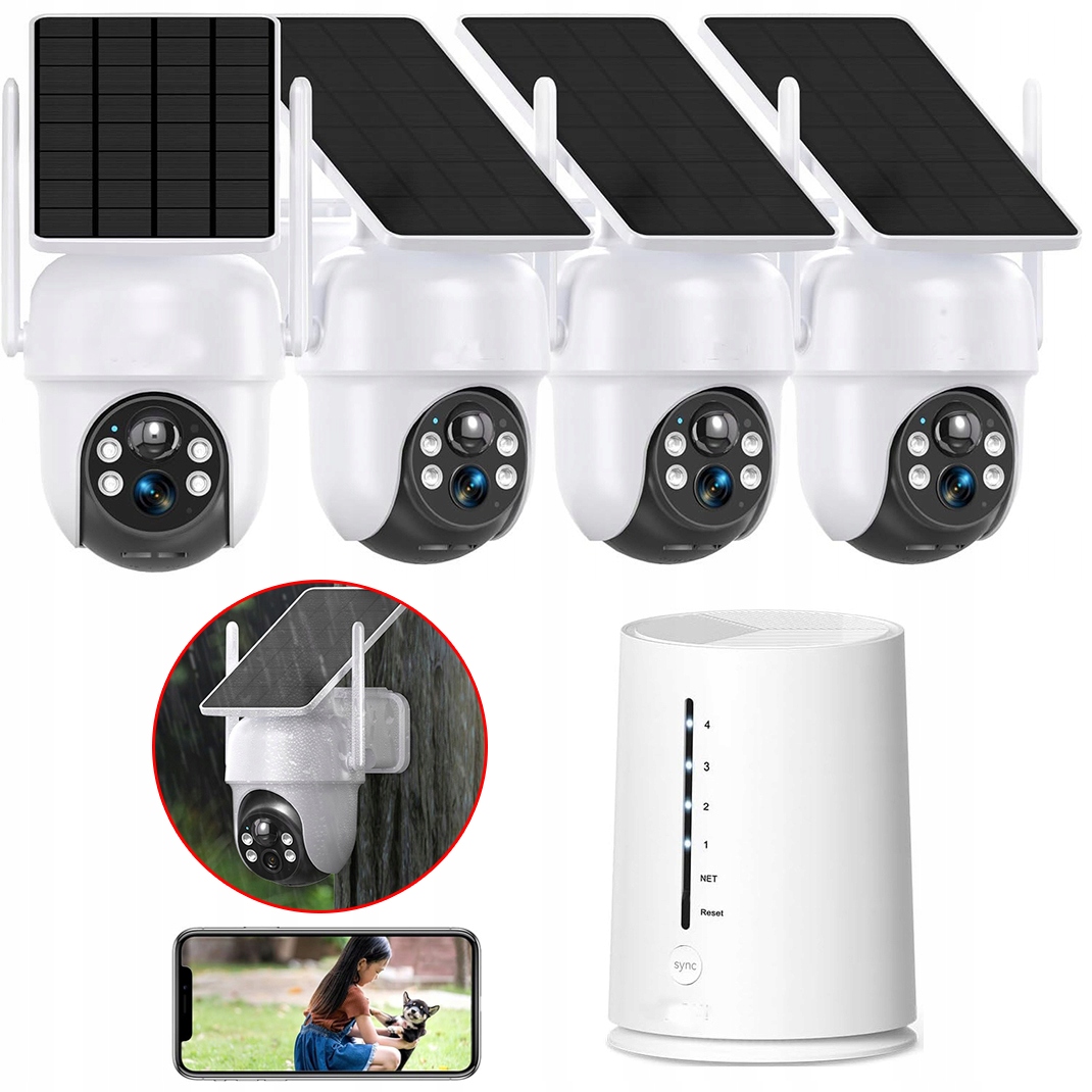 Sada Pro Monitorování Wifi 4 Otočné Kamery 4MPX Se Základnovou Stanicí 4X Zoom