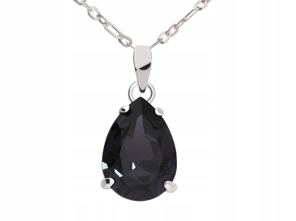 

Naszyjnik srebrny łezka czarny Swarovski srebro