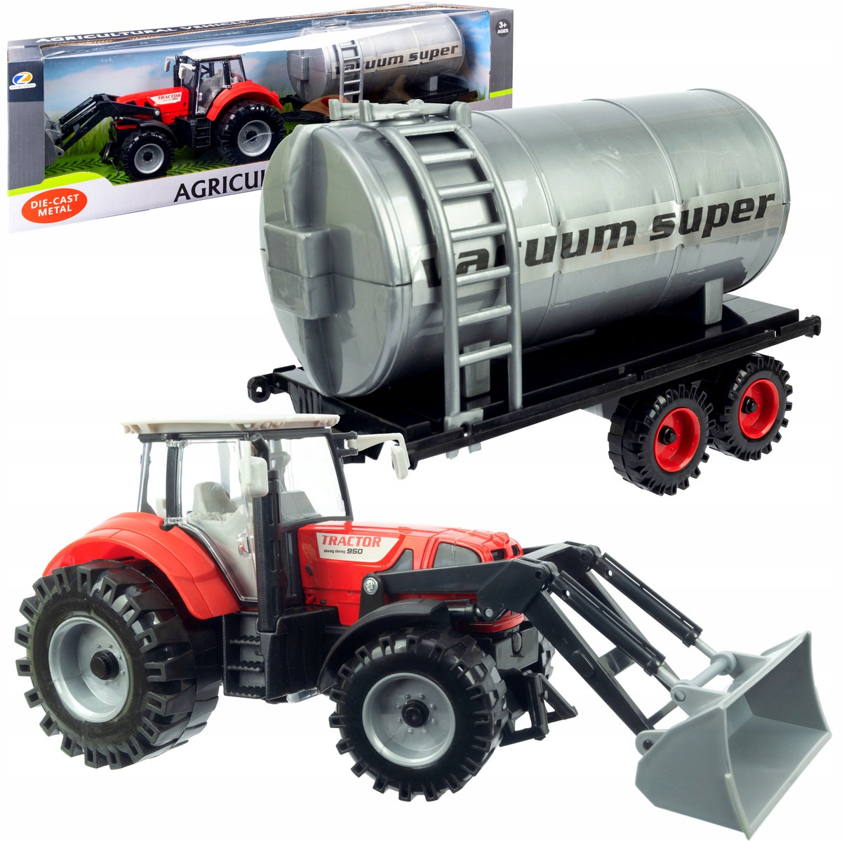 

Duży Traktor z Przyczepą Ciągnik Napęd Ruchome ele