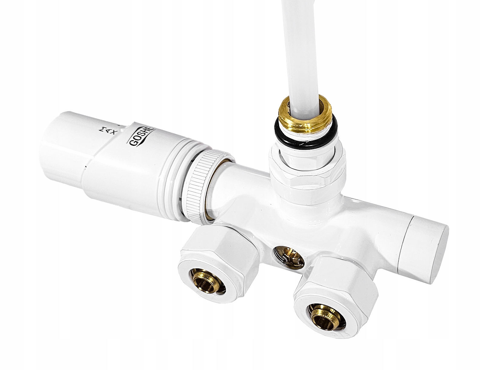 ZAWÓR TERMOSTATYCZNY ZESPOLONY 1-OTWOROWY BIAŁY DO GRZEJNKA ZESTAW NA PEX16 Kod producenta 0300.341