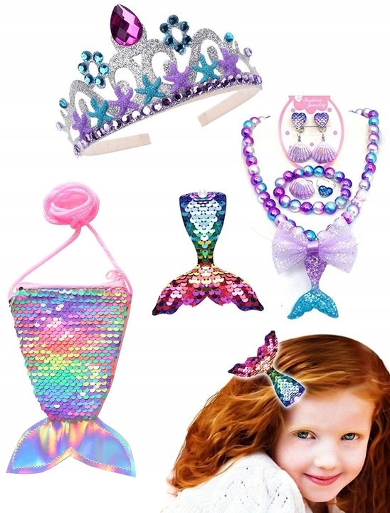 AKCESORIA STRÓJ SYRENKA ARIELKA DIADEM TOREBKA