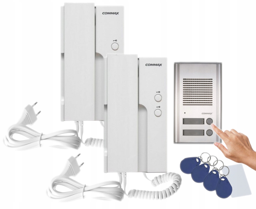 Commax Zestaw Domofonowy 2-RODZINNY 2 Unifony DP-2HPR 230V Kontroler Rfid