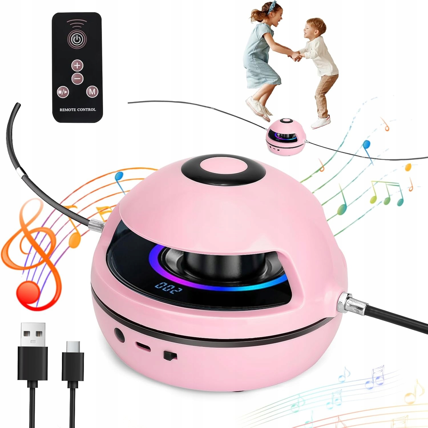 Inteligentna Automatyczna Elektryczna Music Skakanka Z Bluetooth Różowy