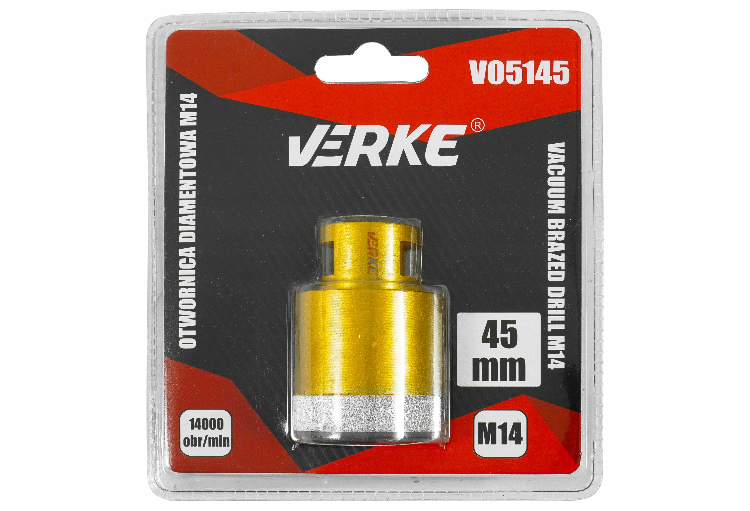 WIERTŁO DIAMENTOWE KORONKA OTWORNICA M14 45MM DO GRESU GLAZURY PŁYTEK MOCNE Kod producenta V05145