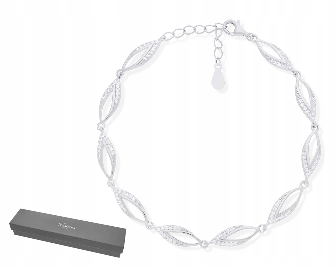 Stříbrný Náramek 925 Dámský Módní Originální Vzor Zirkony Jako Dárek