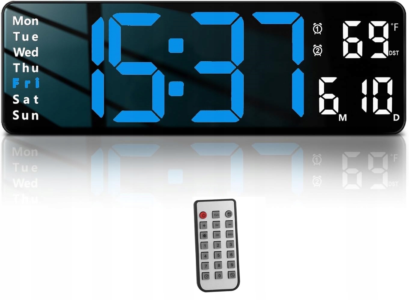 DUŻY ZEGAR NA ŚCIANĘ CYFROWY ELEKTRONICZNY LED Temperatura Pilot Stoper