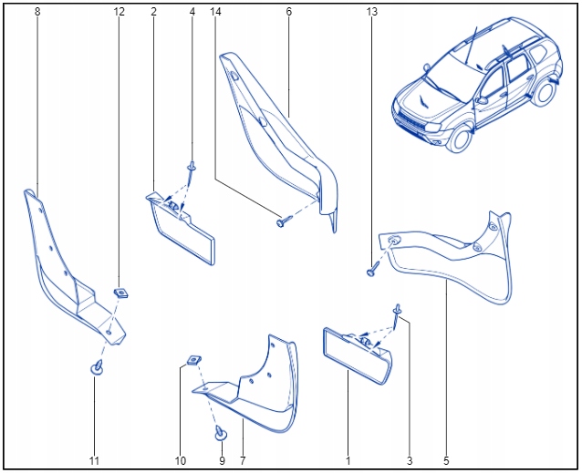 KOMPLET CHLAPACZY DUSTER I PRZEDNIA I TYLNA OS