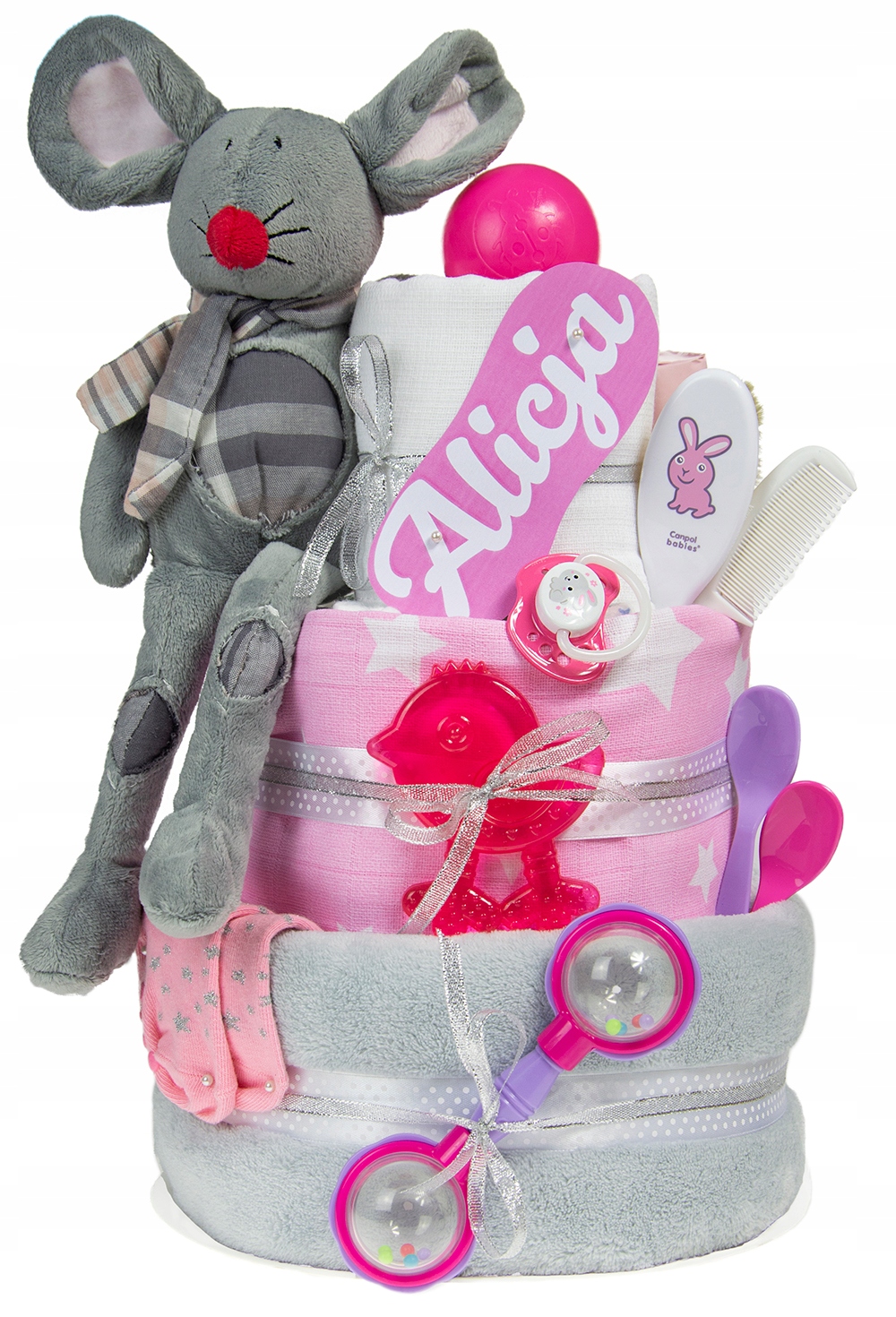 Velký dort z plenek 4 pampers Medvídek dlouhonohý křest