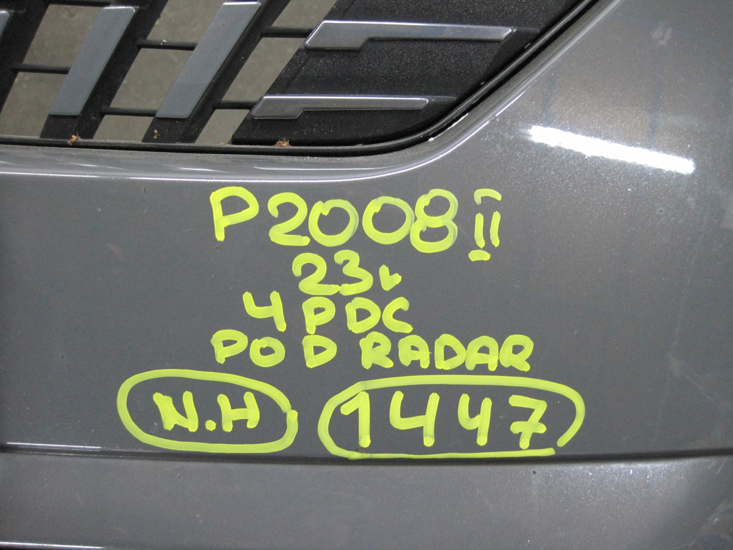 bumper PEUGEOT 2008 II 4 PDC 23R below RADAR front front