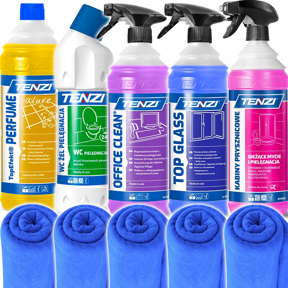TENZI Mega Zestaw ŚRODKÓW PŁYNÓW PŁYN SPRZĄTANIA MYCIA DOMU ŁAZIENKI SZYB