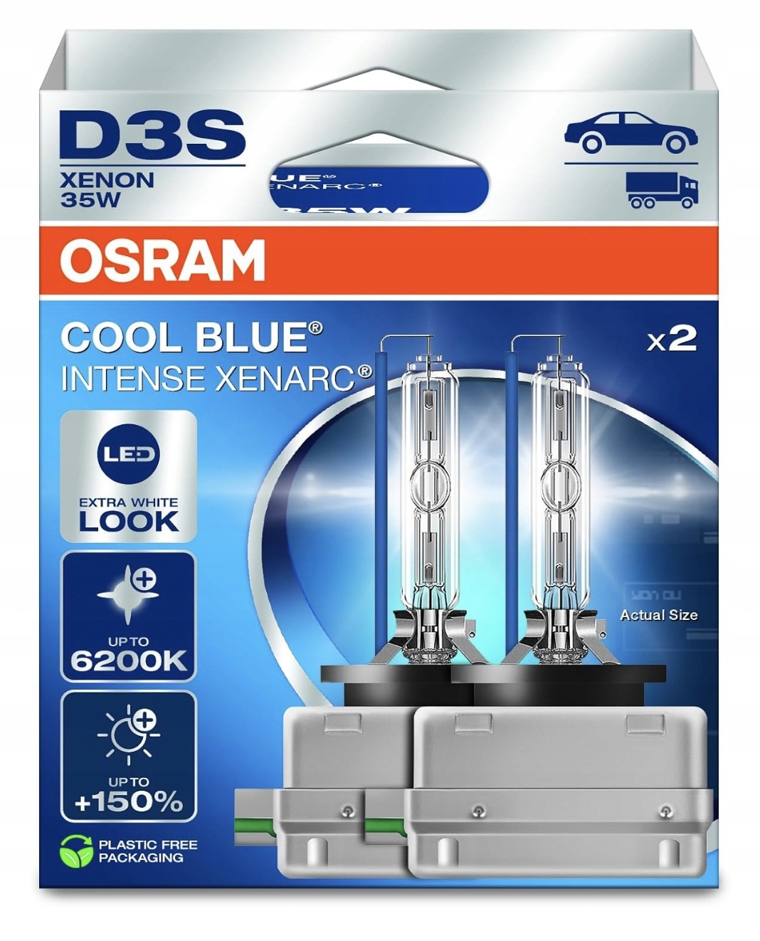 Osram Xenarc Cool Blue Intense D3S Xenon 6200K 150% Jasności 2 Szt.
