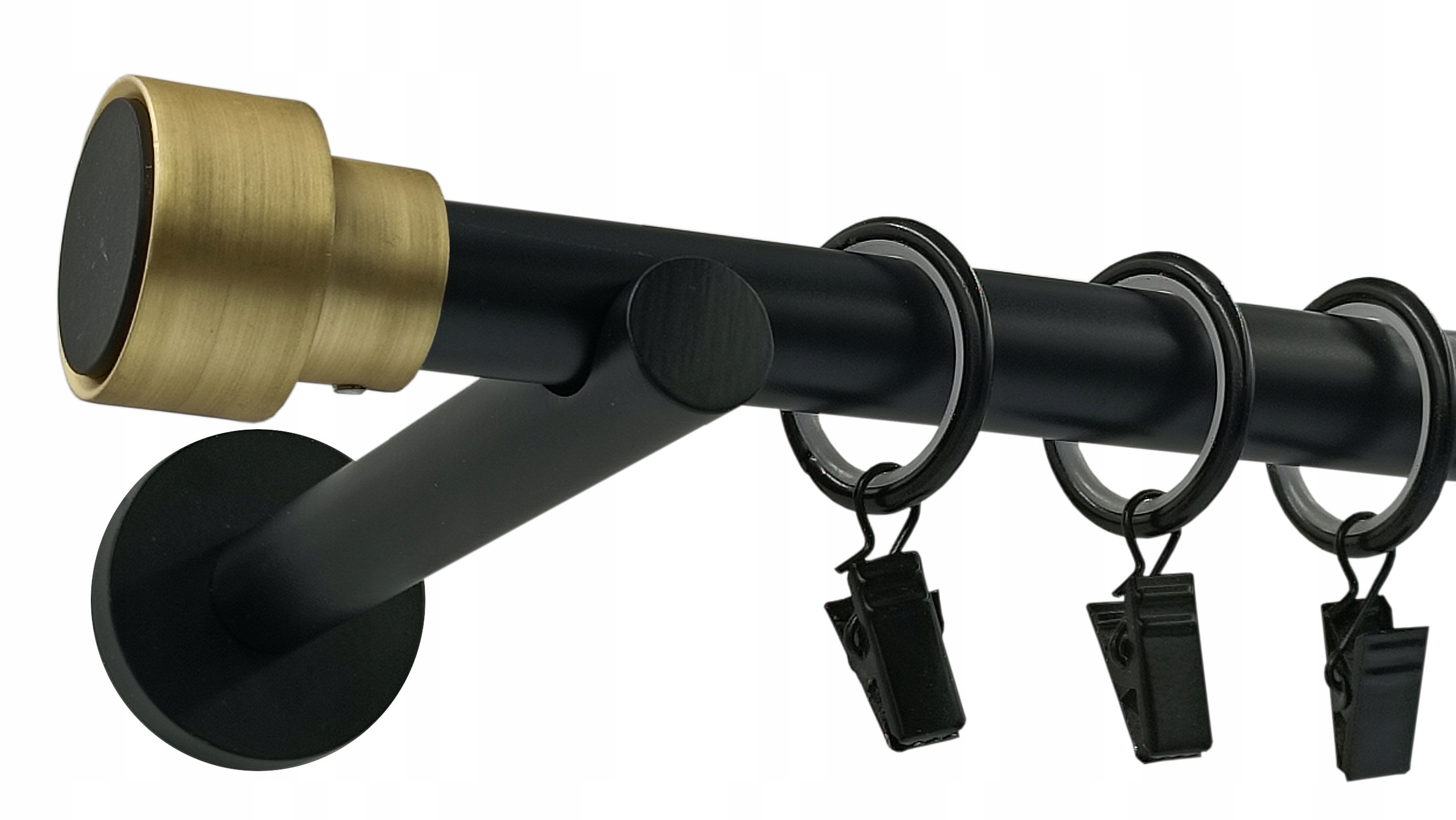 Garnýž Kovový jednoduchý fi 19 mm Černý Mat Razítko Zlatý 300 cm