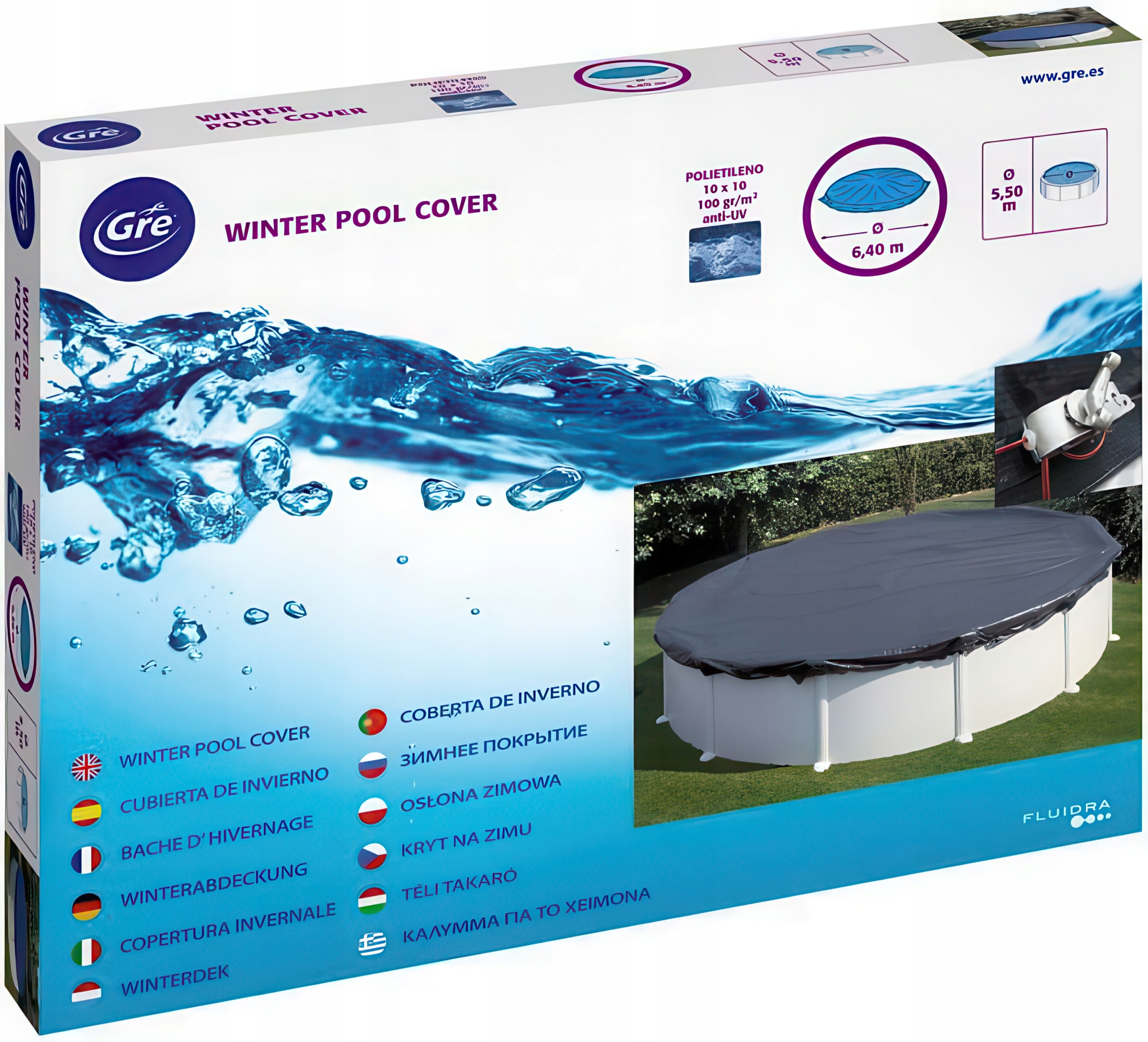 Ochranná zimná bazénová krytka na záhradný bazén Gre 550 cm