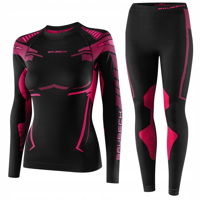 Brubeck Dry Bielizna Termoaktywna Damska Komplet Zestaw Termo Czarna/róż XL