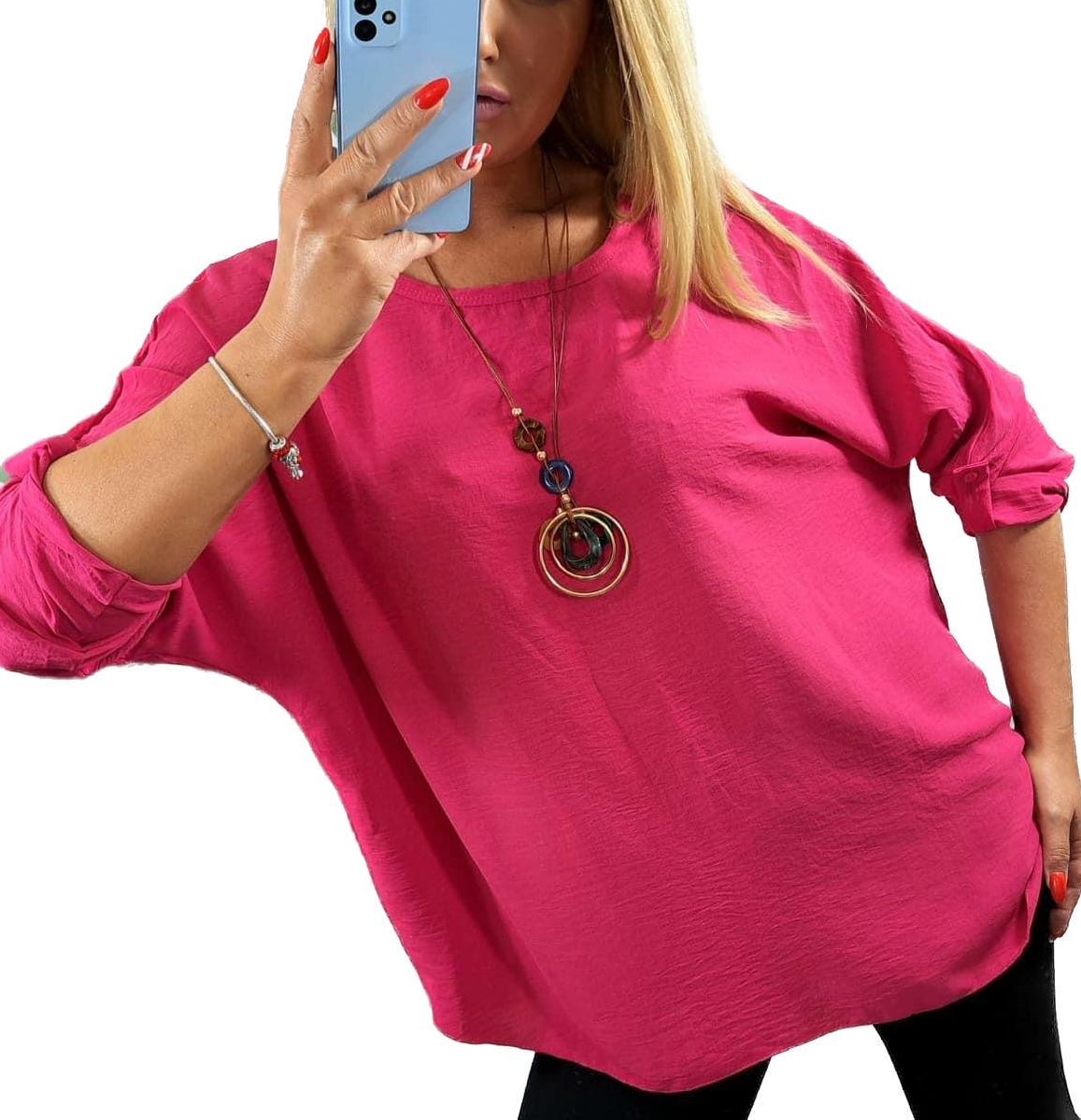 

B780 Bluzka Gładka Z Wisiorem r. 56 (8XL)