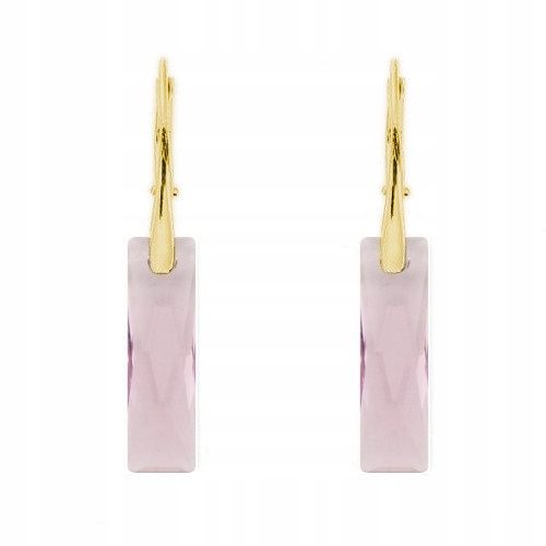 Stříbrné 925 pozlacené náušnice s kr. Swarovski Queen Baguette 25 mm L. Amet.