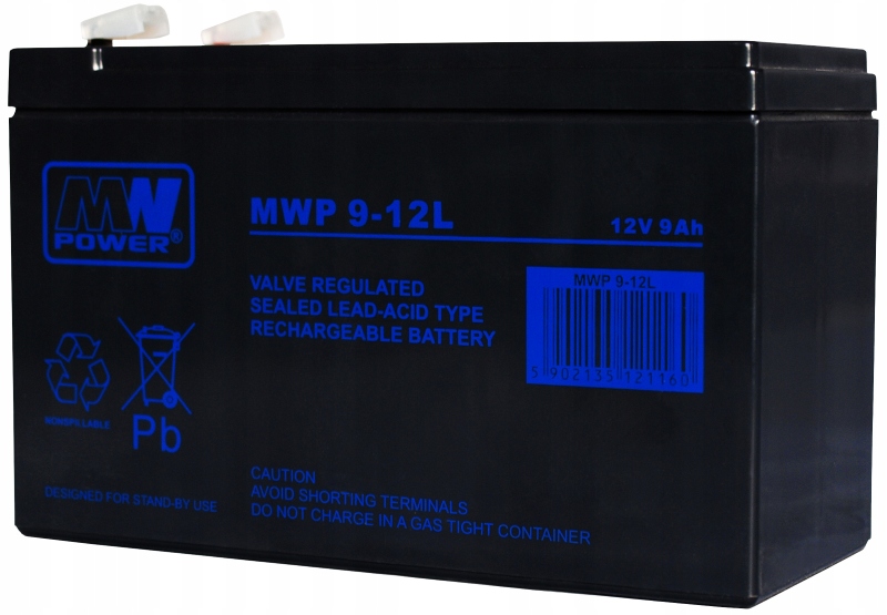 Akumulator Bateria Agm Mw Power Mwp MWP9 12V 9Ah T2 Faston 250 Apc Rbc Ups