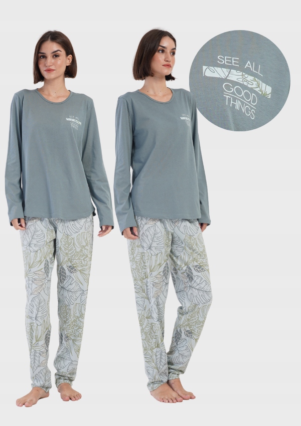 Piżama Damska bawełniana z długimi spodniami i rękawem luźna 2XL Vienetta