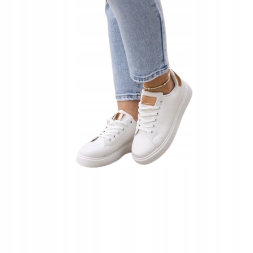 Białe Obuwie Sportowe 37 Sneakersy Na Platformie Trampki