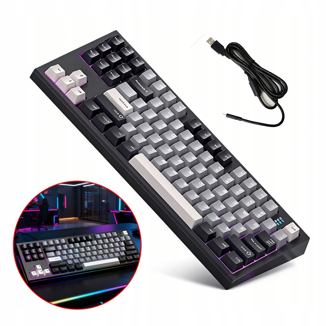 Mechanická Klávesnice S87 Wind Spirit Černá S Bluetooth 2,4 Ghz Kabelová