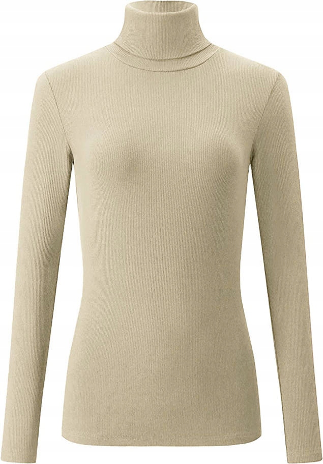 

Dopasowany sweter golf damski bawełniany w prążki