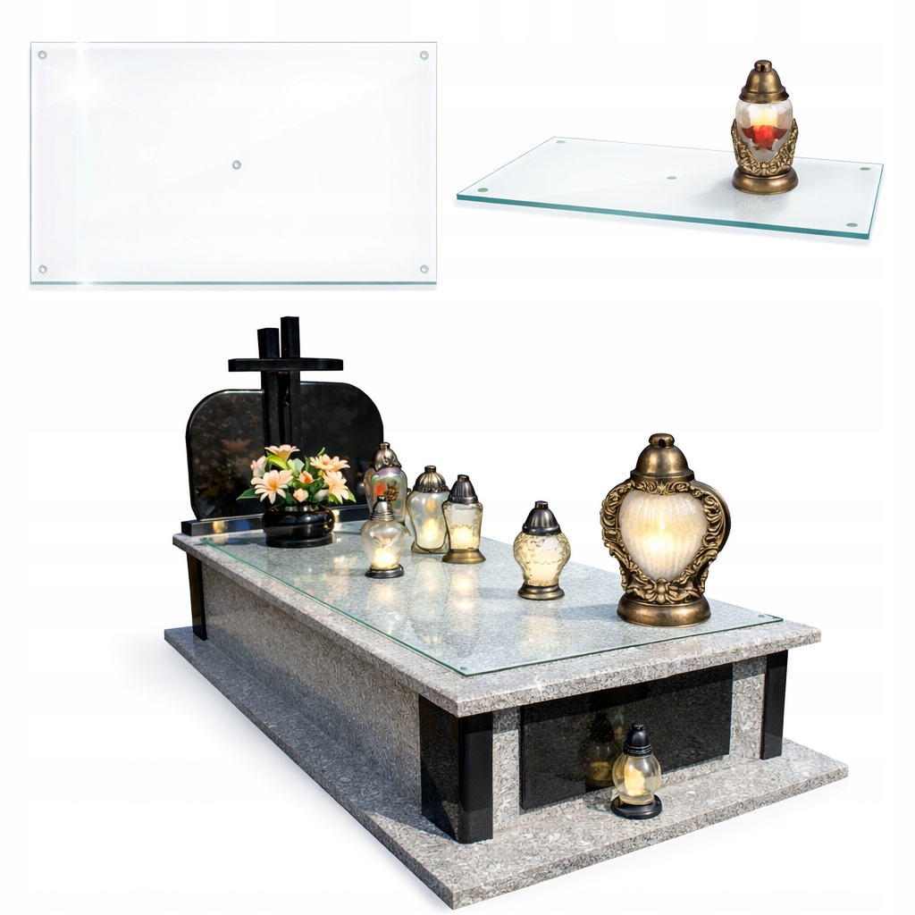 Podstavec do hřbitovních svíček na květiny Skleněný Tvrzený 90x52 cm na Hřbitov