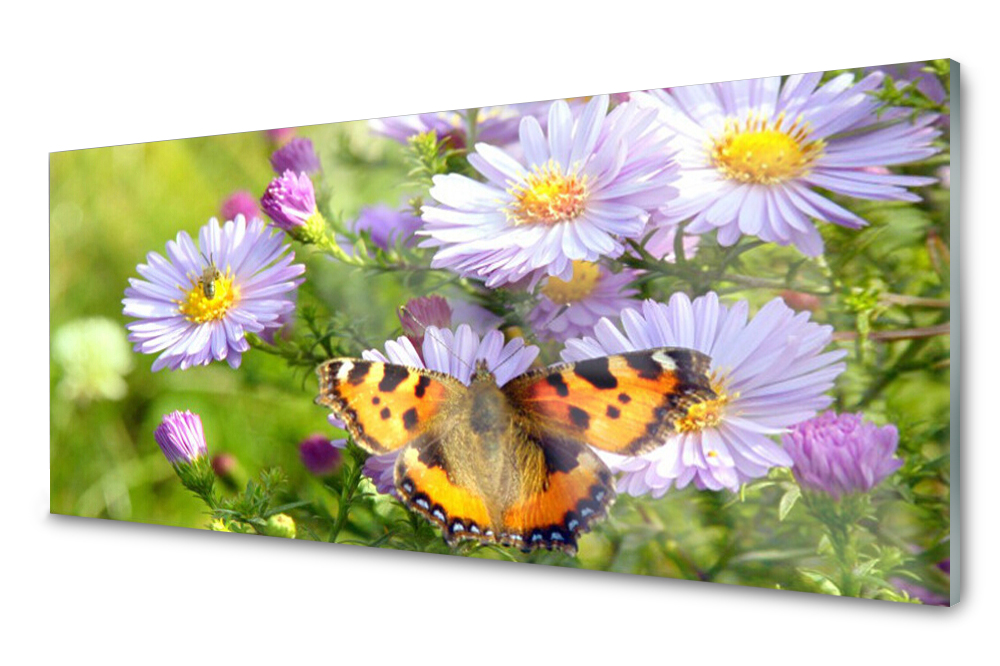 

Panel szklany do kuchni Kwiaty Motyl 125x50