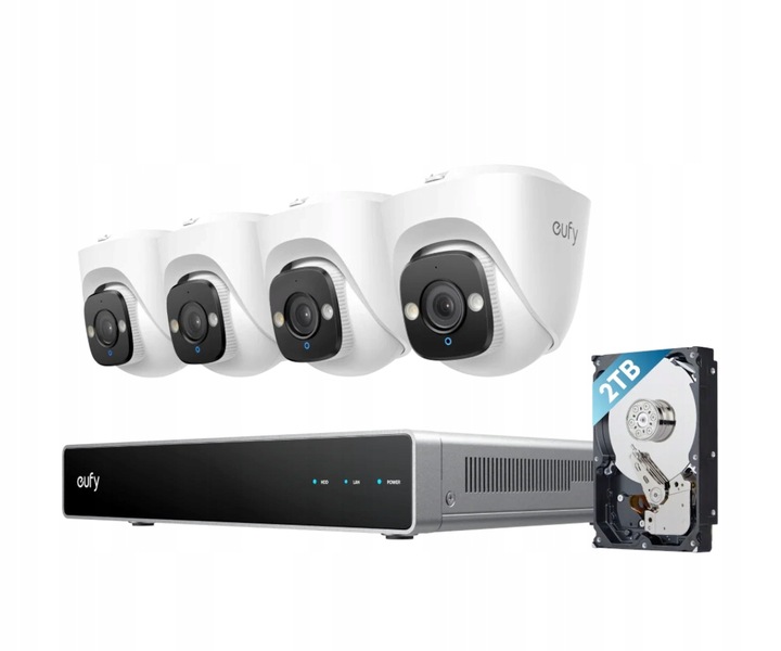 Sada 4 venkovních kamer Eufy PoE Nvr S4 Max 4x kopulová E41