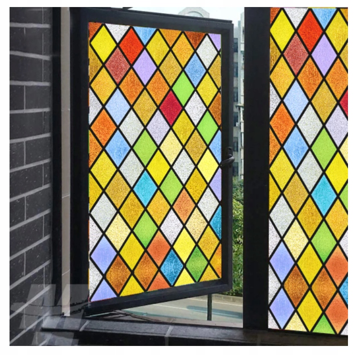NAKLEJKA MASKUJĄCA KOLOROWE ROMBY WITRAŻ NA SZYBĘ Rodzaj folii gotowa