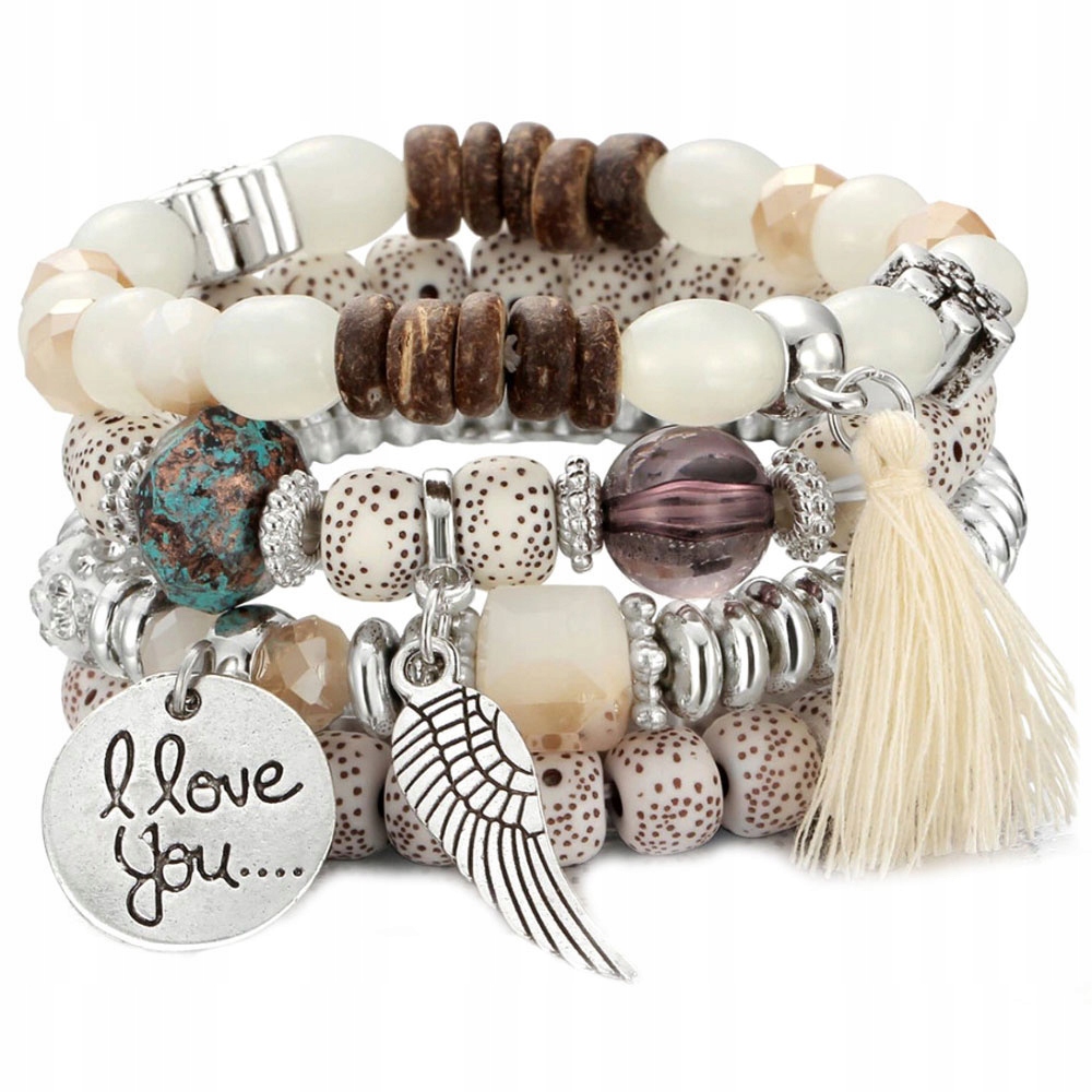 Bransoletki koraliki Chwost skrzydło Zestaw 4 szt-Zdjęcie-0