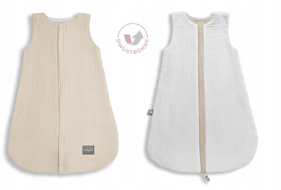 Śpiworek Niemowlęcy Muślinowy Dwustronny Bawełniany 0-4msc BEŻOWY
