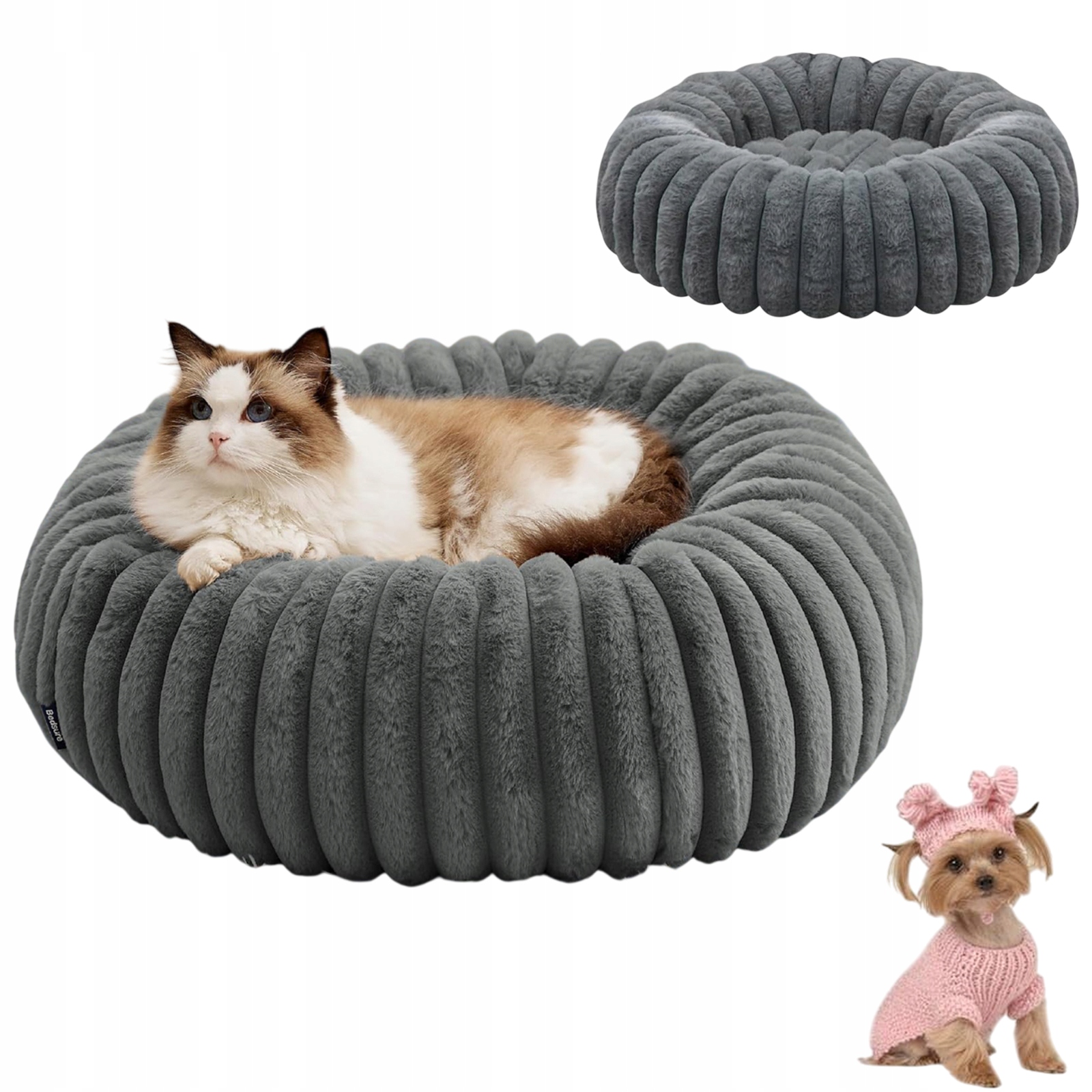 Levně Pelíšek Pro Kočky A Štěňata 50 CM Komfortní Plyšové Domácí Šedé