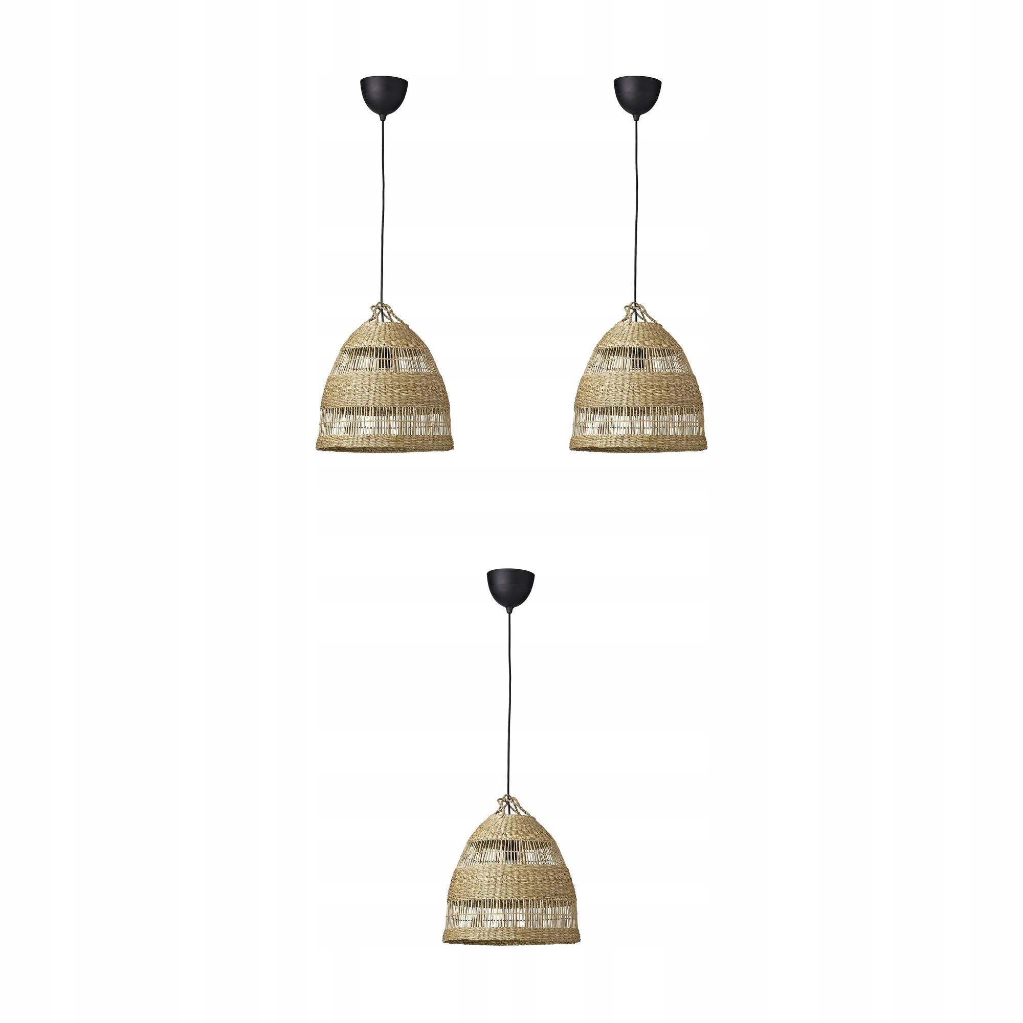 3 ks Torared Havsdjup Závěsná lampa ručně vyrobená ostřice/černá